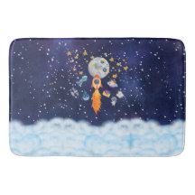 Blast-off-raketship Kids Bath Mat Bathroom Decor