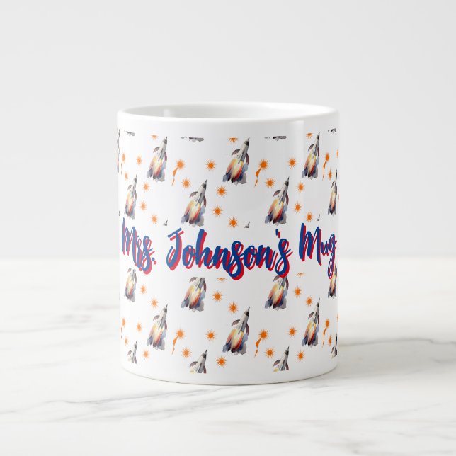 Blast Off Rocket Mönster Jumbo Mugg (Framsidan)
