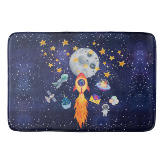 Blast-off Rocketship Kids Bathroom Mat Badrumsmatta