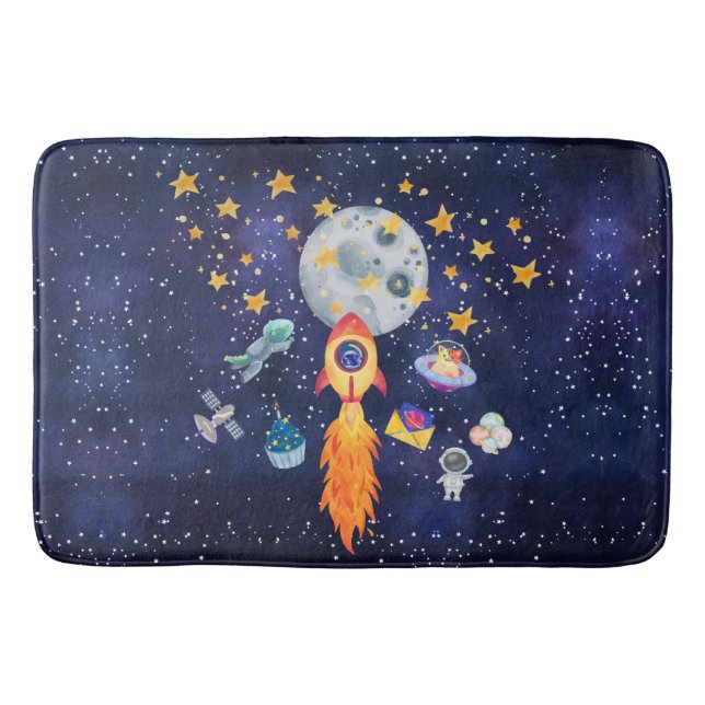 Blast-off Rocketship Kids Bathroom Mat Badrumsmatta (Framsidan)