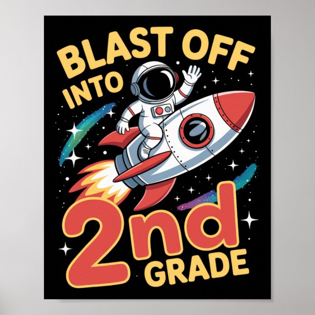 Blast Off till 2:a klass Rymden Tillbaka till skol Poster (Framsidan)