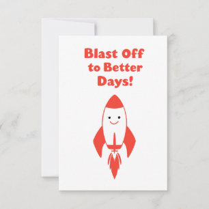 Blast Off till Bättre Dagar! – Roligt Raket-uppmun Kort
