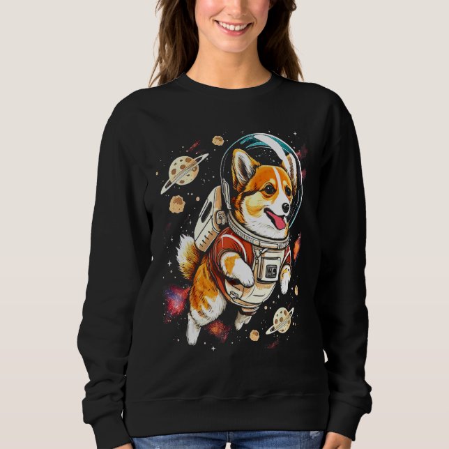 Blast Off with a Dog in Space  Cute Pembroke Welsh T Shirt (Framsida)