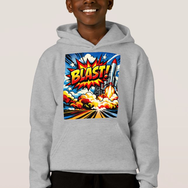 BLAST! Retro Pop Art Rocket Explosion T Shirt (Framsida)