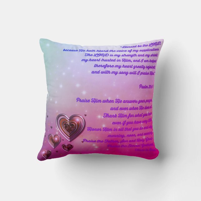 Bläst som LORD Psalm 28:6-7 Kudde (Baksida)