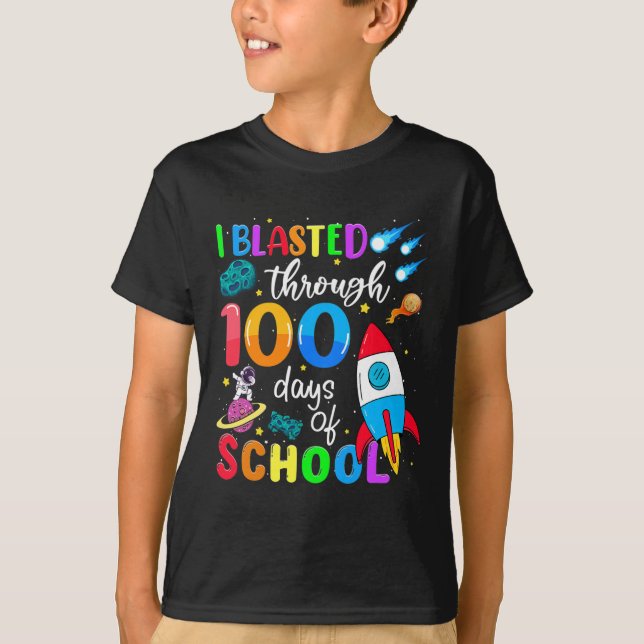 Blastad till 100 dagar med 100 dagars skolbesök t shirt (Framsida)