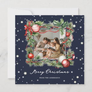 Blåstartstillande fotoport för God jul Julkort