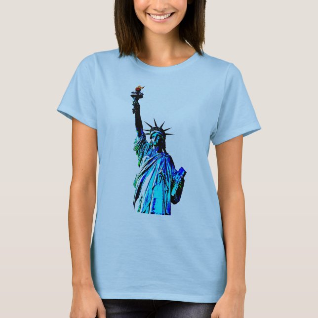 Blåstaty för Dam Liberty T Shirt (Framsida)