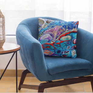 Blåstenmarmor Se flytande konst Pillow Lila Red Kudde