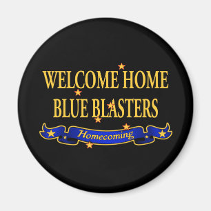 Blasters för välkomnandehemblått magnet