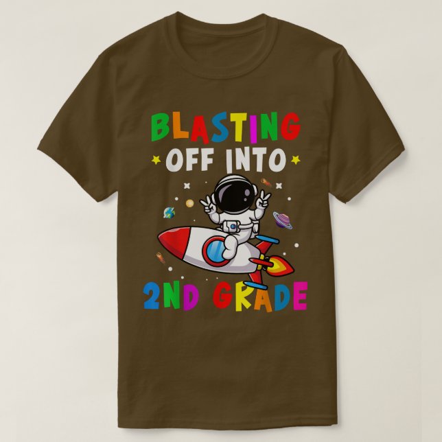 Blasting Off Into 2nd Grade Back To School Boys Ki T Shirt (Design framsida)