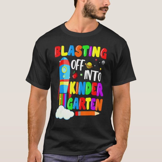 Blasting Off Into Kindergarten  Back To School Boy T Shirt (Framsida)