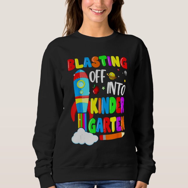 Blasting Off Into Kindergarten Funny Back To Schoo T Shirt (Framsida)