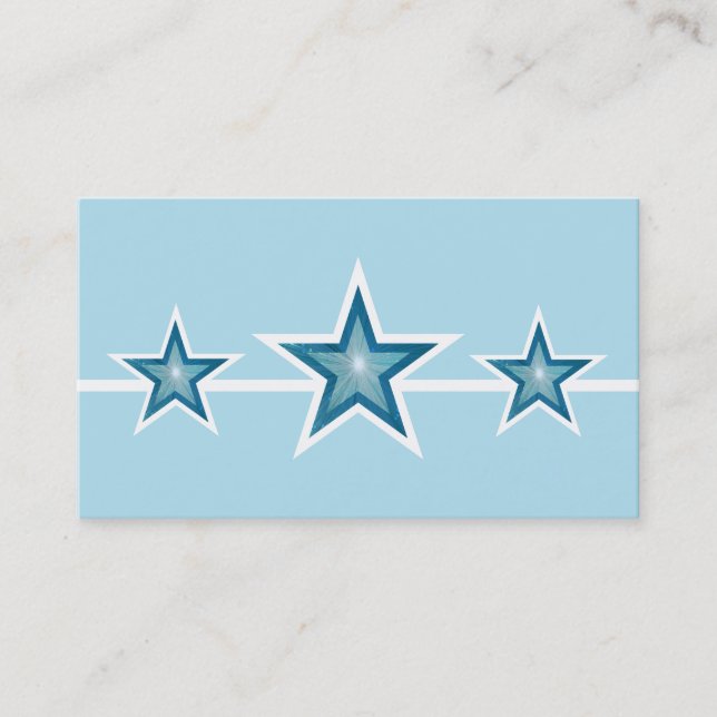 Blåstjärna 3 stjärnor, affärskort blek blå visitkort (Framsida)