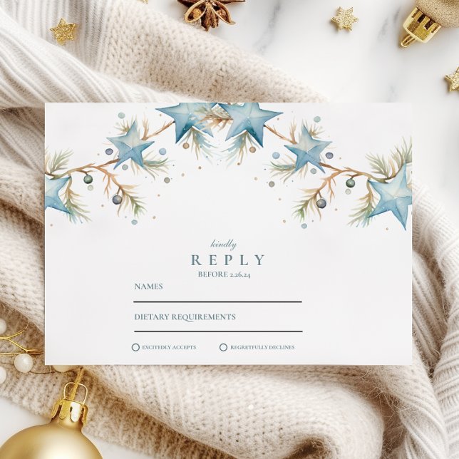 Blåstjärna Bröllop, frostigt OSA Kort (Skapare uppladdad)