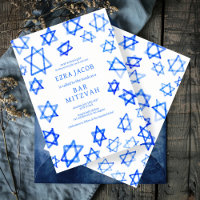 Blåstjärna för Coola av vattenfärg Bat mitzvah av