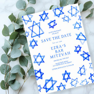 Blåstjärna för Coola av vattenfärg Bat mitzvah av  Spara Datumet