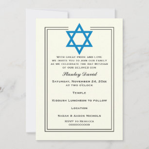 Blåstjärna för David dubbla gräns Pub Mitzvah Inbjudningar