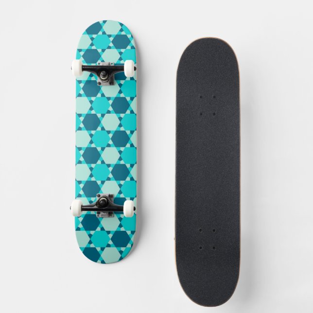 Blåstjärna för David Optical Illusion Mönster Old School Skateboard Bräda 21,6 Cm (Framsida)