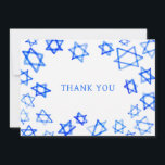 Blåstjärna för Roligt av vattenfärg Bat mitzvah av Tack Kort<br><div class="desc">Perfekt roligt TACK DIG att skicka efter en bat mitzvah, pub mitzvah eller annat judisk firande! Hand gjorde vattenfärgsgrafik åt dig på framsidan och på baksidan. FULLT ANPASSADE! Klicka på "Anpassa" ovan om du vill redigera texten. Klicka på "Redigera med verktyg" för att justera typsnitt, färg och placeringar. Du kan...</div>