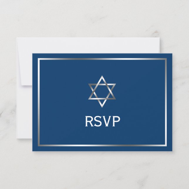 Blåstjärna Silver av David Pub Mitzvah OSA Kort (Framsida)