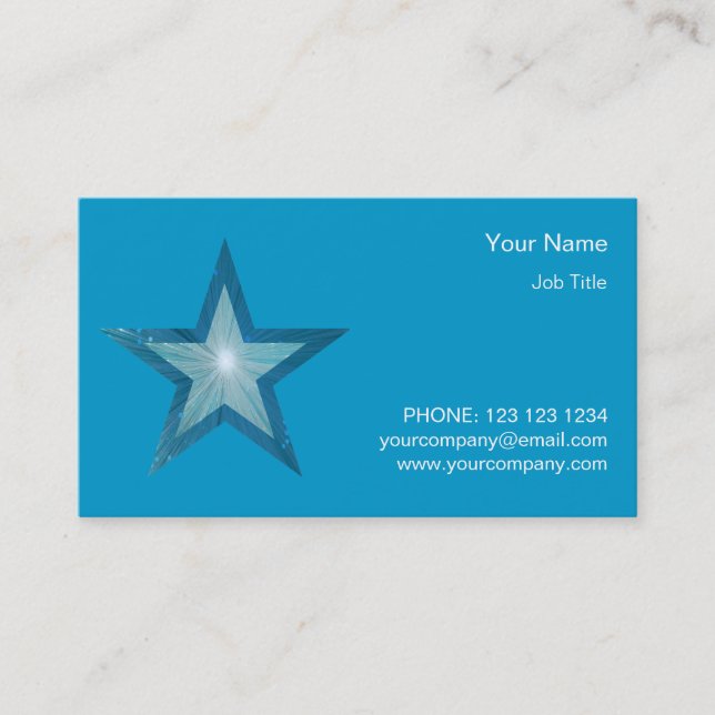 Blåstjärnig affärskort stjärna (blått) visitkort (Framsida)