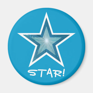 Blåstjärnig kylett "STAR"! magnet round blue