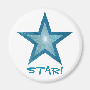 Blåstjärnig kylett "STAR", magnet runt vitt.