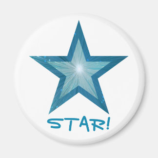 Blåstjärnig kylett "STAR", magnet runt vitt.