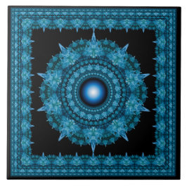 Blåstjärnig ramad ornament kakelplatta