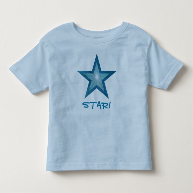 Blåstjärnig "STAR!" småbarn t-shirt blå (Framsida)