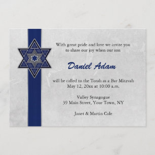 Blåstjärniga Rand Pub Mitzvah-inbjudan Inbjudningar