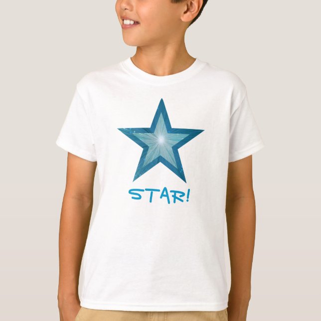 Blåstjärniga "STAR!" barn t-shirt (Framsida)