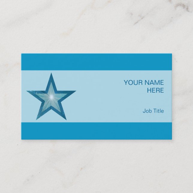 Blåstjärnigt affärskort blått rand visitkort (Framsida)