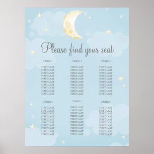 Blåstjärnigt babysittdiagram för Måne Himlar i ble Poster