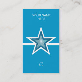 Blåstjärnigt, vitt affärskort, blått lodrät visitkort