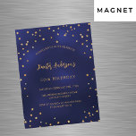 Blåstjärnorna i guld, party lyx magnetisk inbjudningskort<br><div class="desc">En födelsedagsfest inbjudan för både honom och henne. En marin blå bakgrund med faux guld-stjärnor. Den blå färg är ojämn. Anpassa och lägg till information om namn och party. Golden färgad.</div>