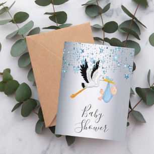 Blåstjärnorna pojke silver-duschinbjudan vykort