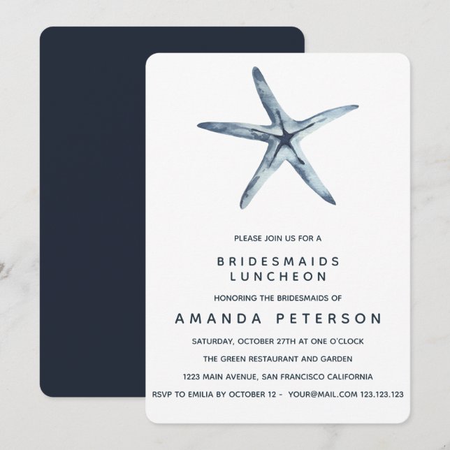 Blåstjärtfenad havsabborre Luncheon Bröllop Inbjudningar (Fram/baksida)