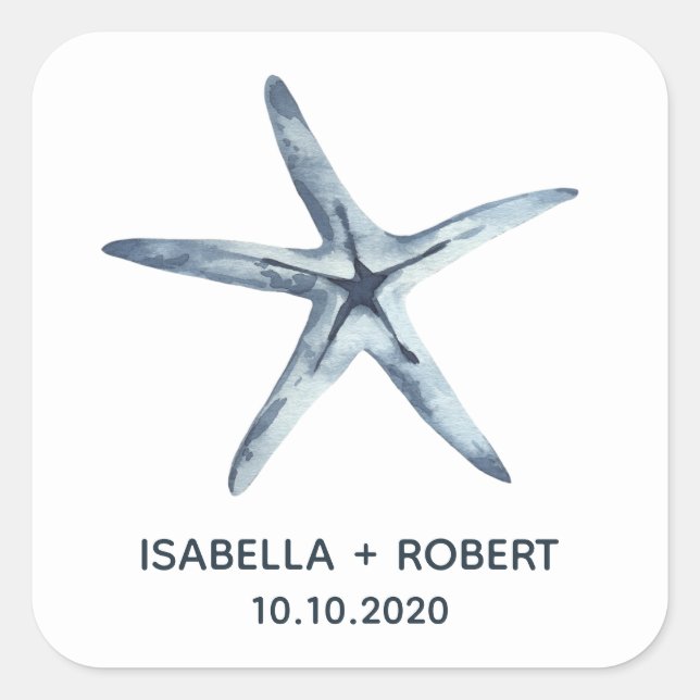 Blåstjärtfenan | Bröllop Monogram Fyrkantigt Klistermärke (Framsida)