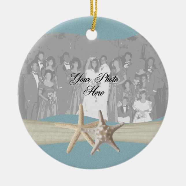 Blåstjärtfoto i havsområdet Himlar Julgransprydnad Keramik (Framsidan)