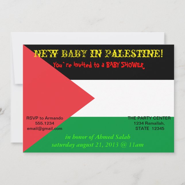 Blåstödsinbjudan med Palestinas Flagga Inbjudningar (Framsida)
