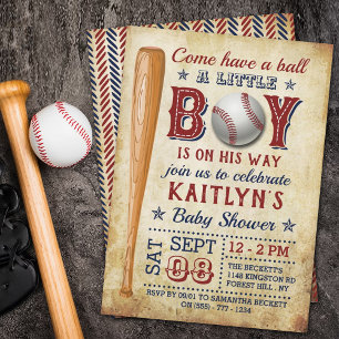 Blåstödsinbjudningar till vintage Baseball Boys Ba Inbjudningar