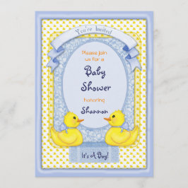 Blåstömningsinbjudan för Rubber Ducky Blue Shower Inbjudningar