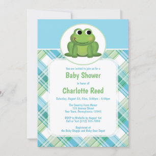 Blåstömningsinbjudningar för spädbarn i Cute Frog Inbjudningar