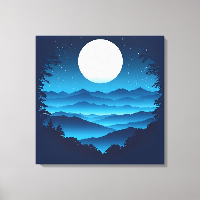 Blåstömningsmotor över blå rund canvastryck (Framsida)