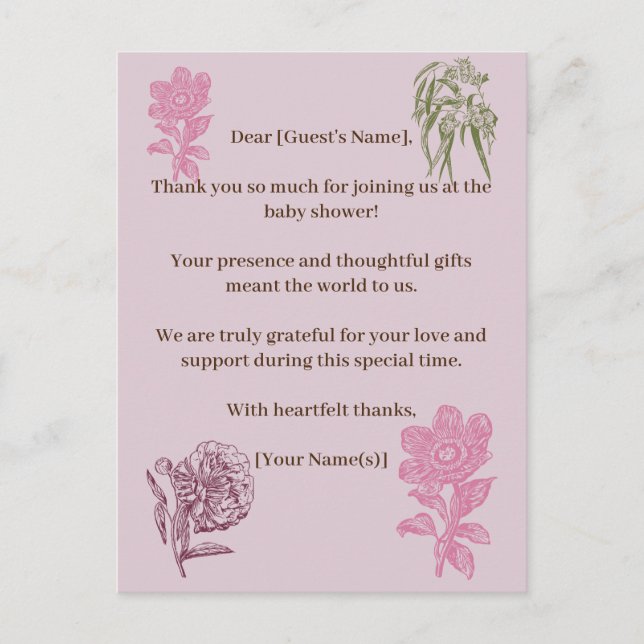 Blåstömningsprogram för botaniska Peony Eucalyptus Vykort (Framsida)