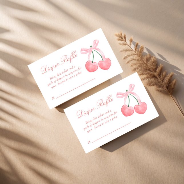 Blåstömningsraffel från Cherry rosa coquette babyd Tilläggskort (Cherry pink coquette baby shower diaper raffle enclosure cards raffle tickets)