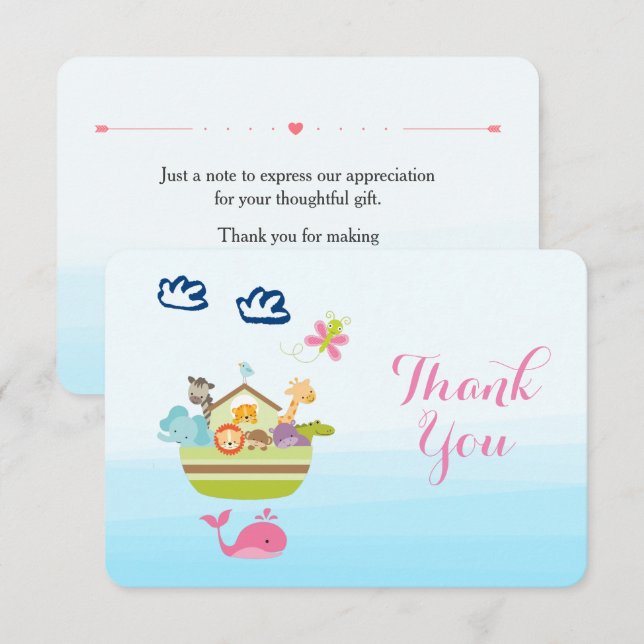 Blåstömningsstöd för Cute Whimsique Zoo Animal Ark Inbjudningar (Fram/baksida)