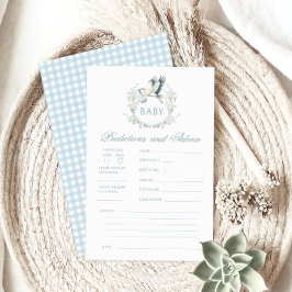 Blåstork Pojke Shower Predictions-råd spel